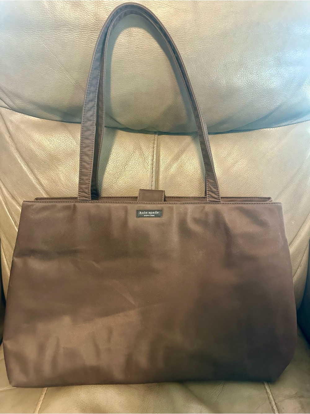 VTG Kate Spade 90s Y2K Tote Nylon Handbag Shoulder Bag Minimalist Chocolate